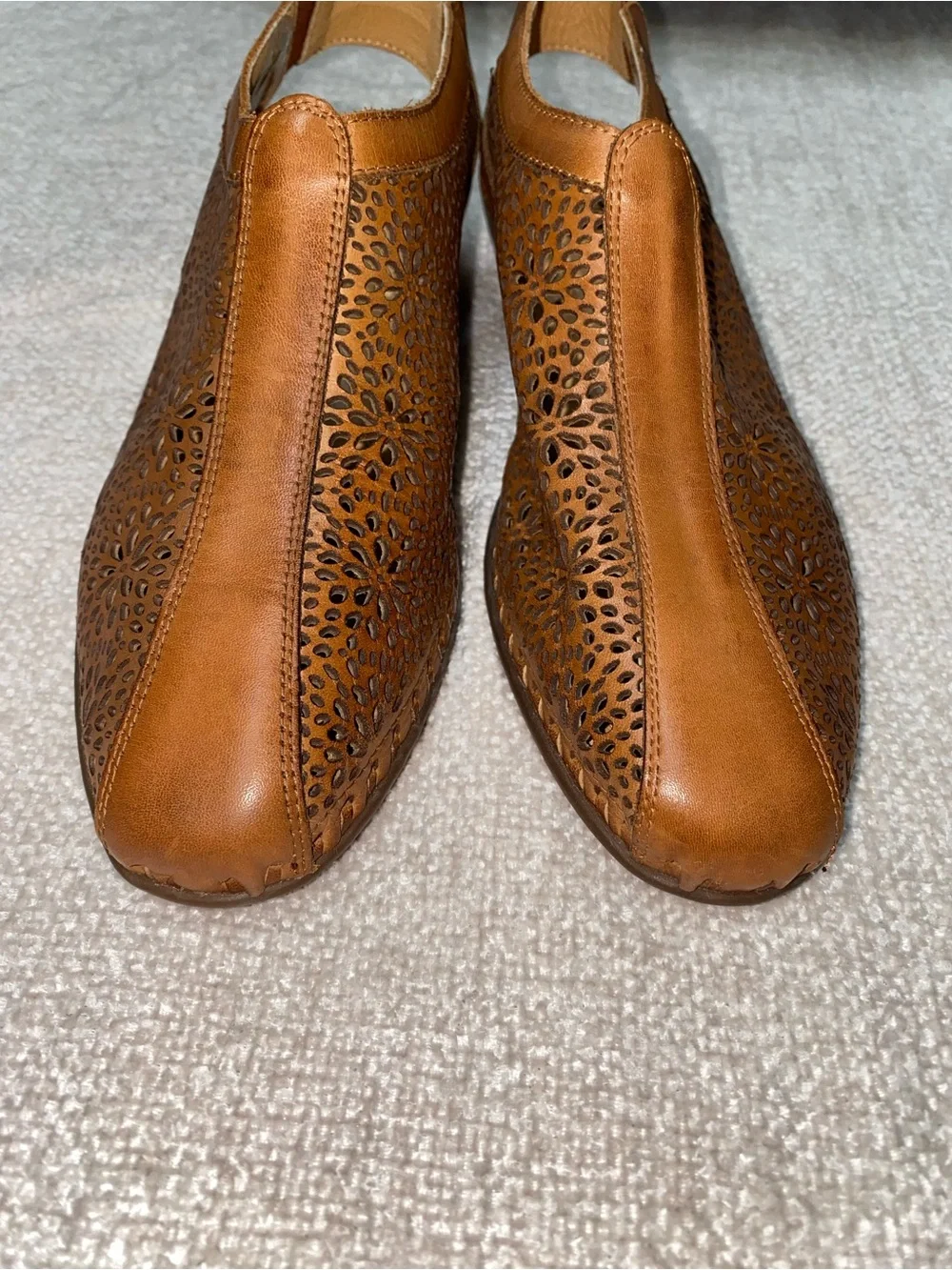 Pikolinos Romana Perforated Leather Wedge Sandal Brandy EU 39 (9)